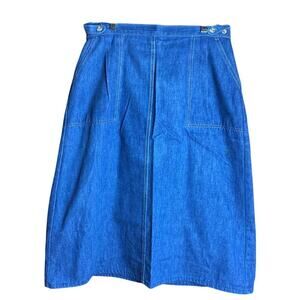 VINTAGE Denim Chambray Wrap Skip Large Pockets Small